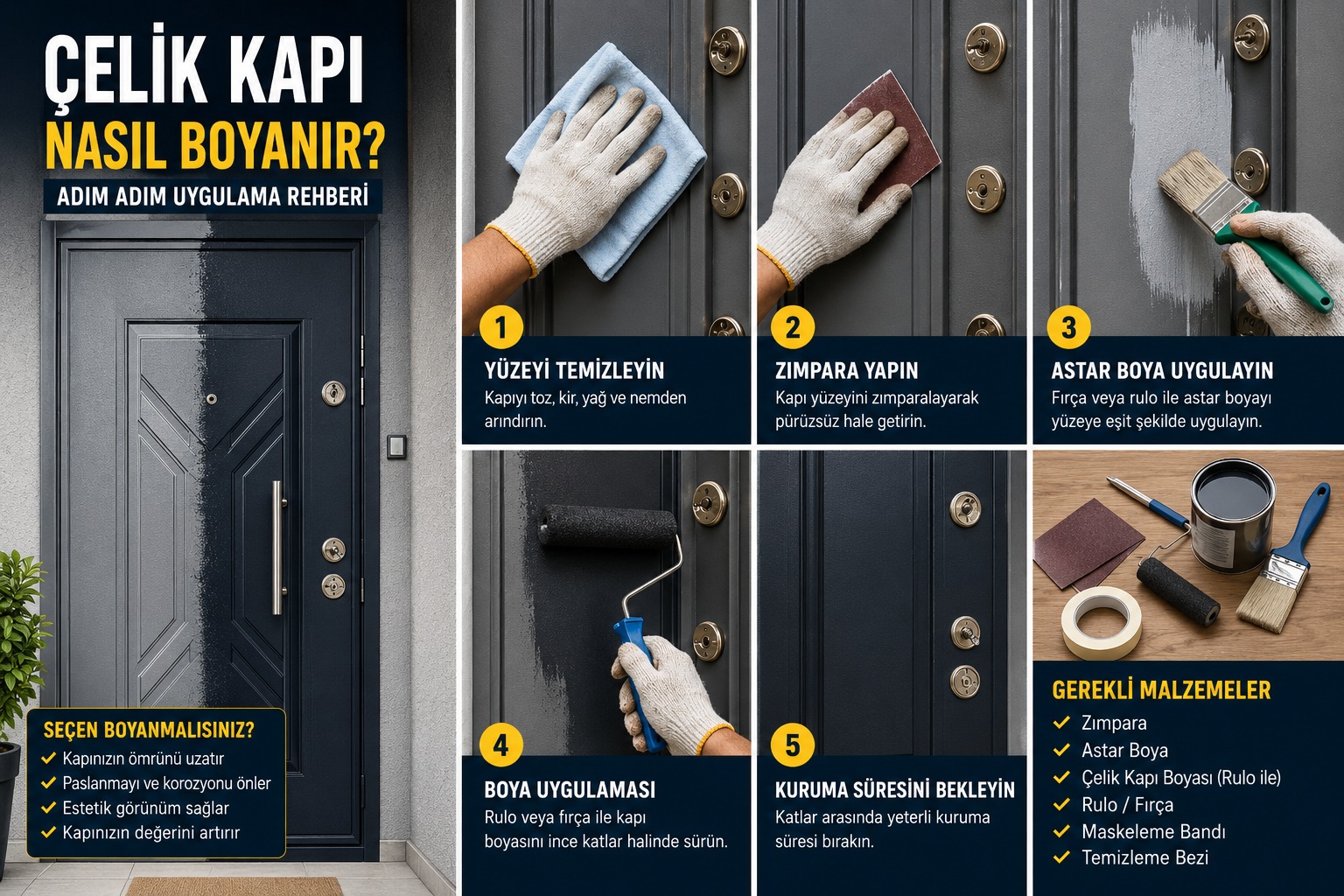Çelik Kapı Nasıl Boyanır? (Adım Adım Rehber) görseli